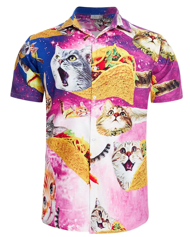 thumbnail image 1 of Camisa hawaiana de playa para hombre, con estampado 3D de animales, divertida camiseta informal de manga corta con botones, para vacaciones, ropa de calle, 1 of 4