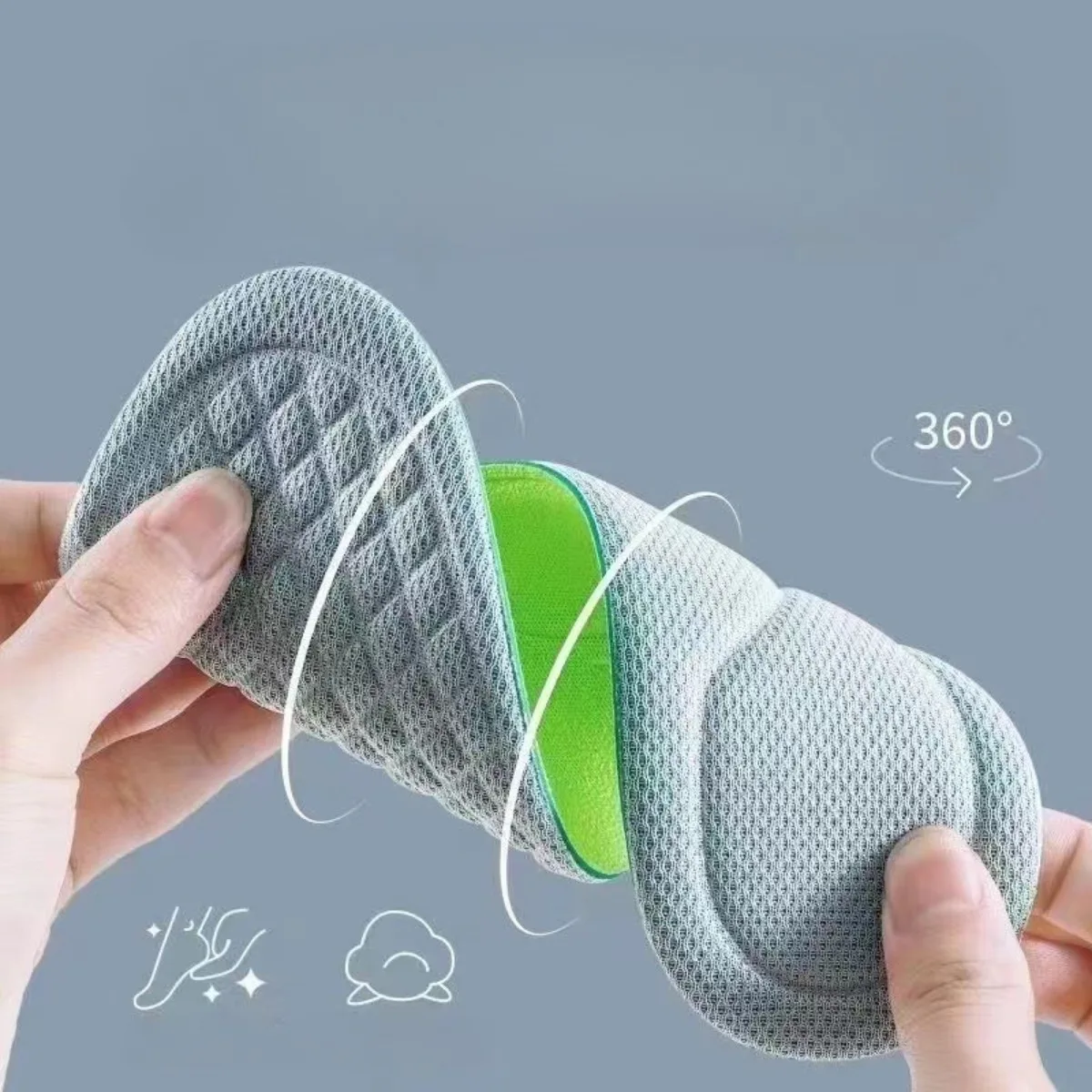 1 Pair Unisex Memory Foam Orthopedic Insoles Deodorizing Insole Shoes Sports Absorbs Sweat Soft Antibacterial Shoe Accessories