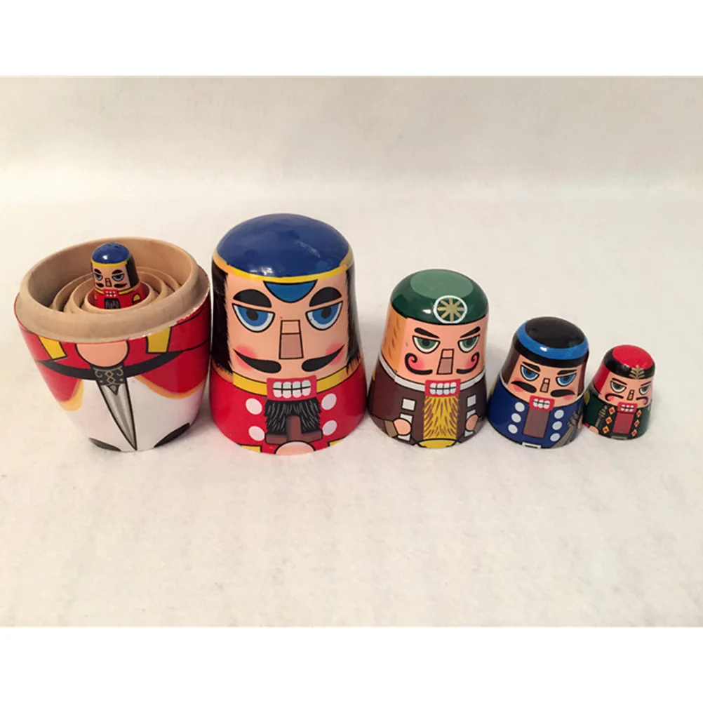 

5 Pcs Lot Wishing Walnut Soldier Handmade Toys Matryoshka Russian Nesting Dolls Assorted Colors Kids Gift