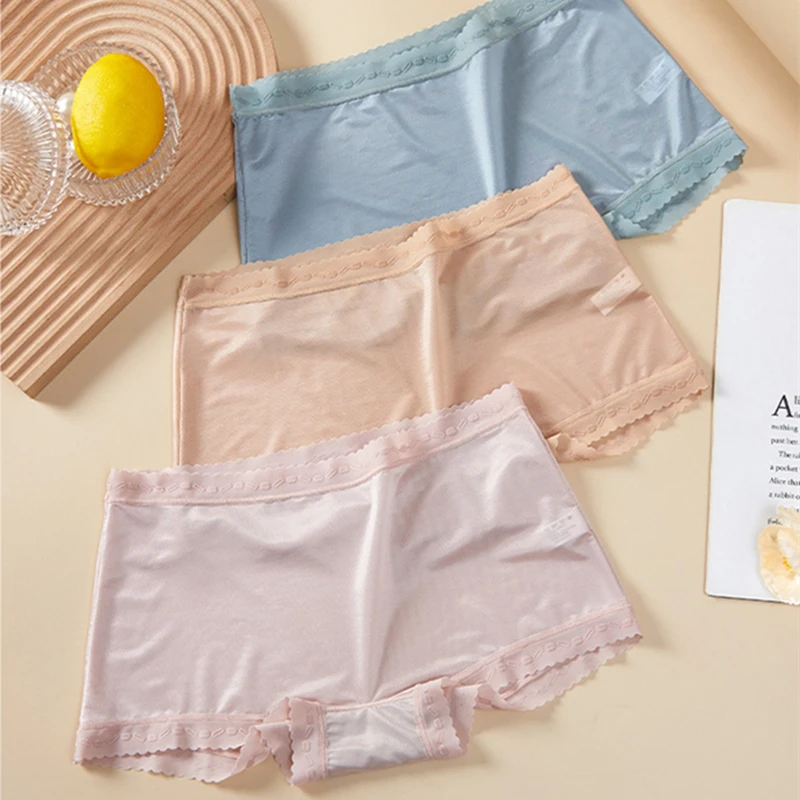 High Waist Panties Seamless Panties Women's Safety Short Panties Sexy Ice Silk Seamless Underpants Elasticity Briefs Breathable Female Underwear Intimates Lingerie