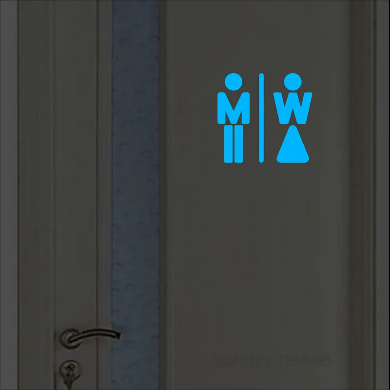 WC Toilet Door Sign Sticker Glow in the Dark Bathroom Wall Sticker Restaurant Hotel Coffee Shop Restroom Indicate Luminous Decal