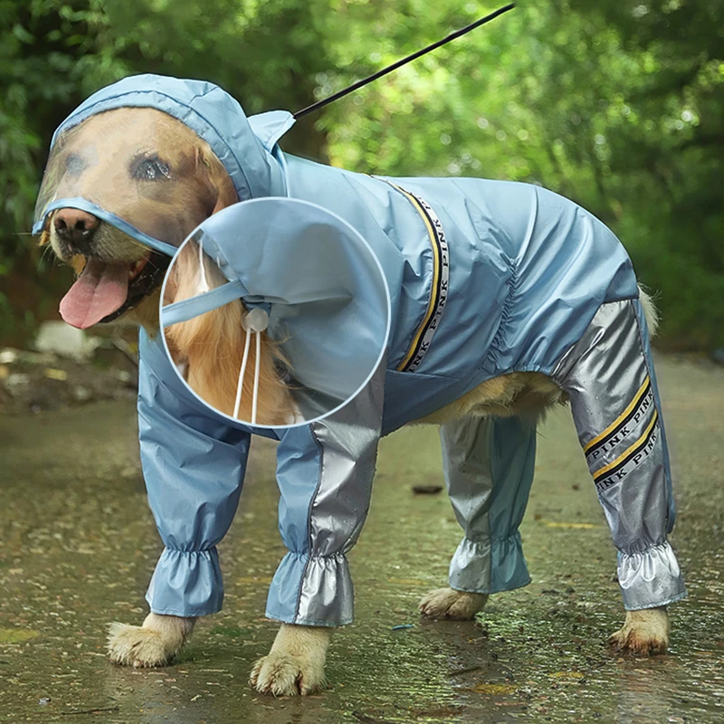 HOOPET Big Dog Raincoat with Tail Jumpsuit Raincoat for Large Dogs
