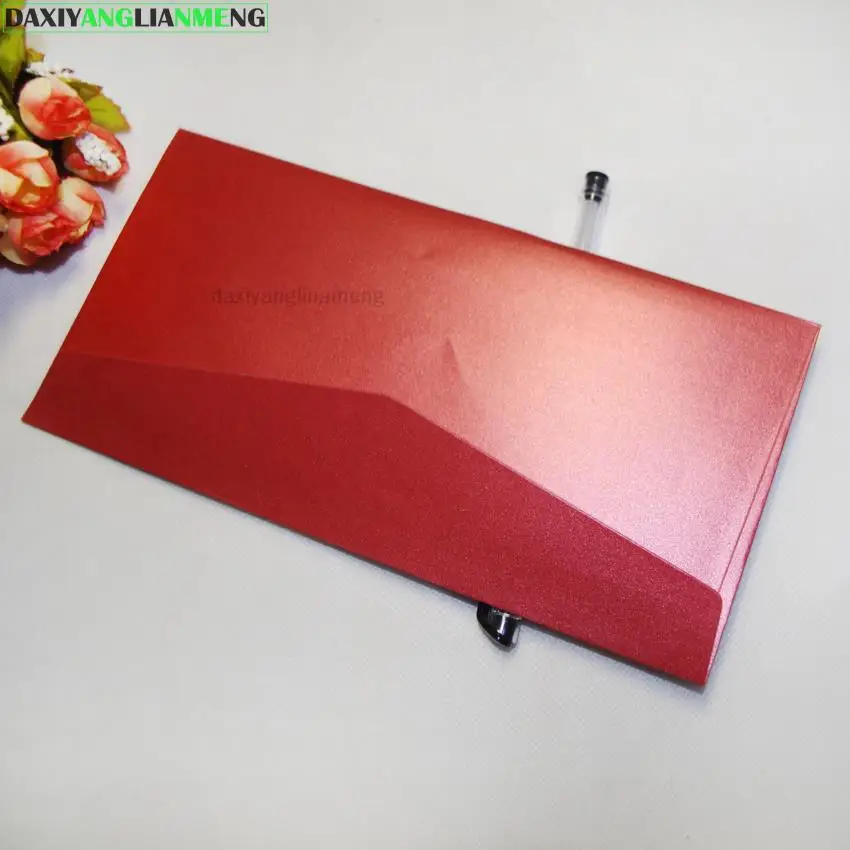 100 adet/grup 22x11cm batı tarzı parlak parlak 120gsm ince inci kağıt zarf, iş kartları düğün davetiyesi hediye kartları