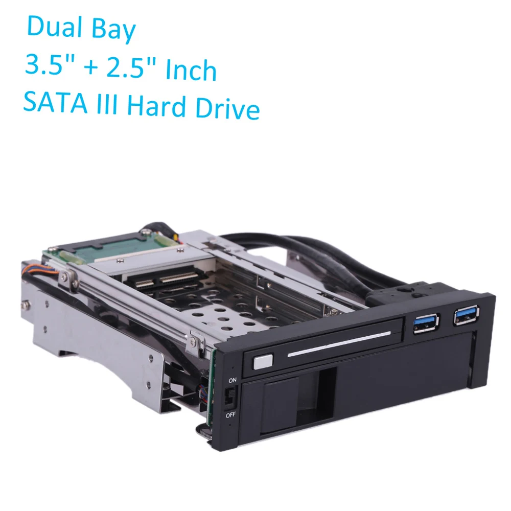 듀얼 베이 3.5인치 2.5인치 SATA III 하드 드라이브 HDD & SSD 트레이 캐디 내장형 모바일 랙 인클로저 도킹 스테이션 (USB 3.0 핫스왑 지원)