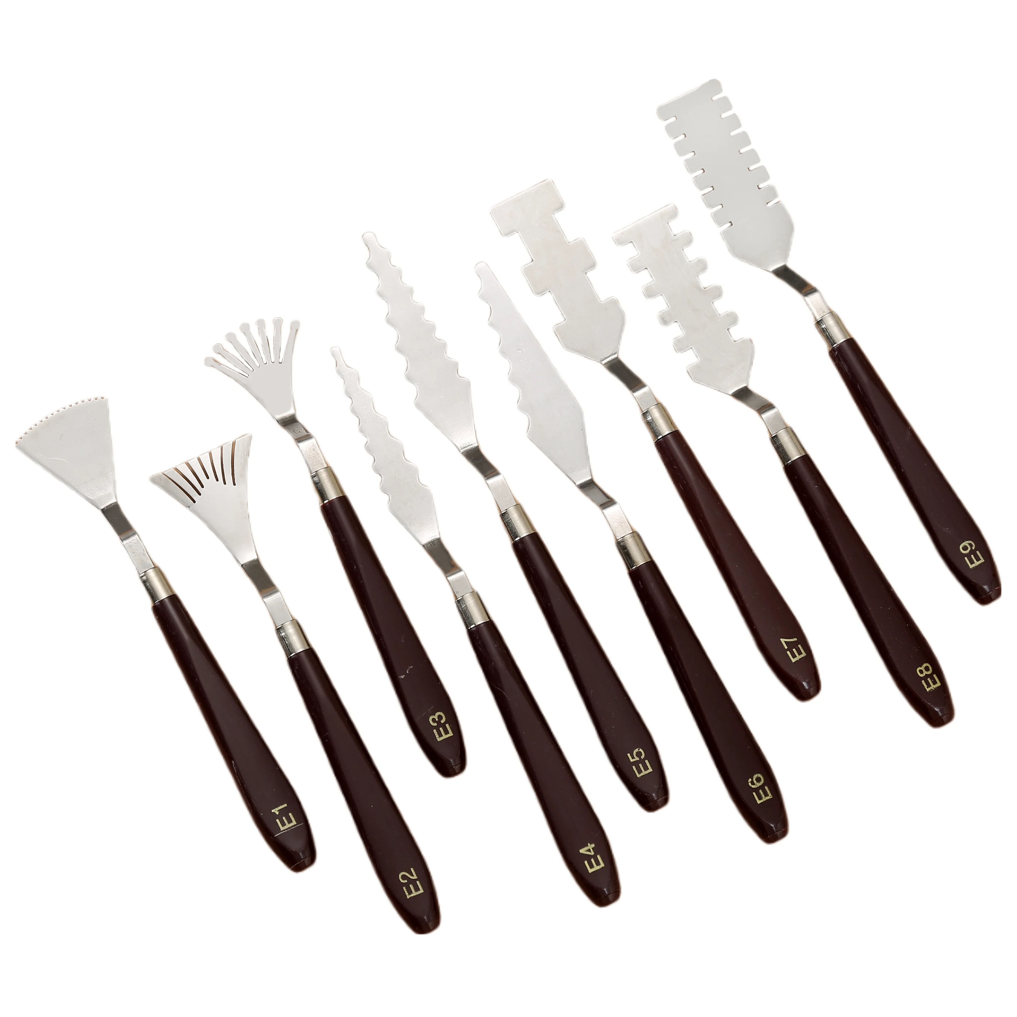 9pcs texture art scraper, color knife, special-shaped scraper head, tooth shape color knife, oil painting acrylic paint scraper 6