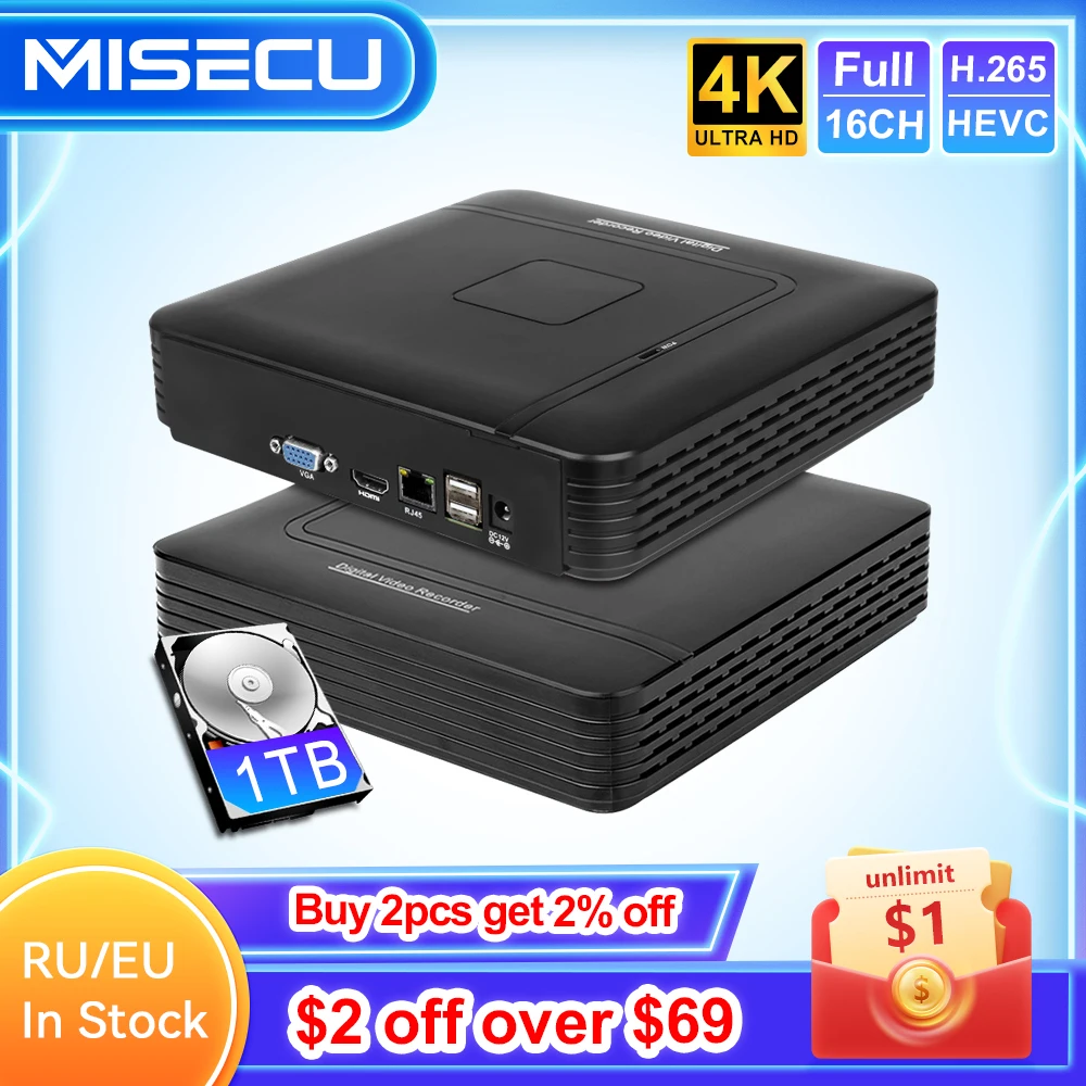 MISECU H.265+ Mini CCTV NVR 16CH Full HD 8MP 4K/5M/4M/3M/1080P Video Recorder Motion Detect P2P For IP Camera Security System 4k ultra hd ahd video surveillance system kit 16ch dvr security camera system set 8mp color night vision cctv camera kit 8ch p2p