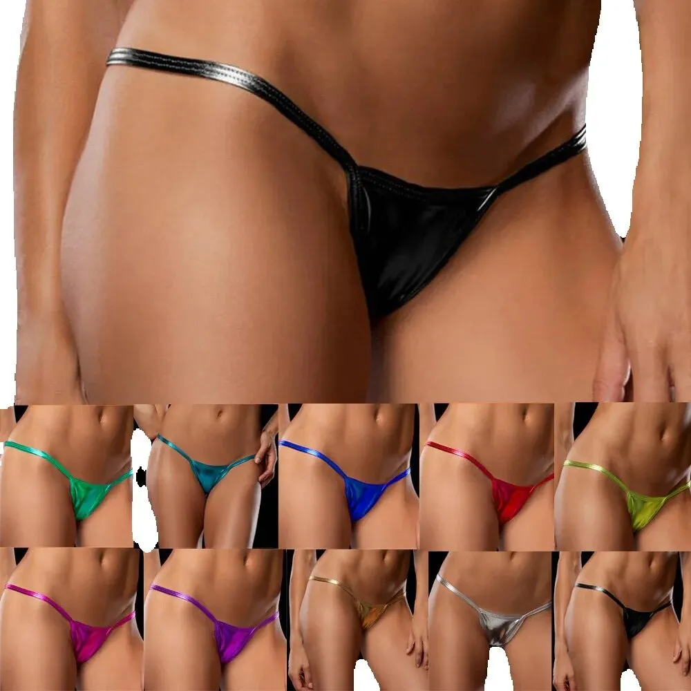 

3PC Thongs Underpants Bare Sexy Bikini Women Lingerie Leather Lady Imitation