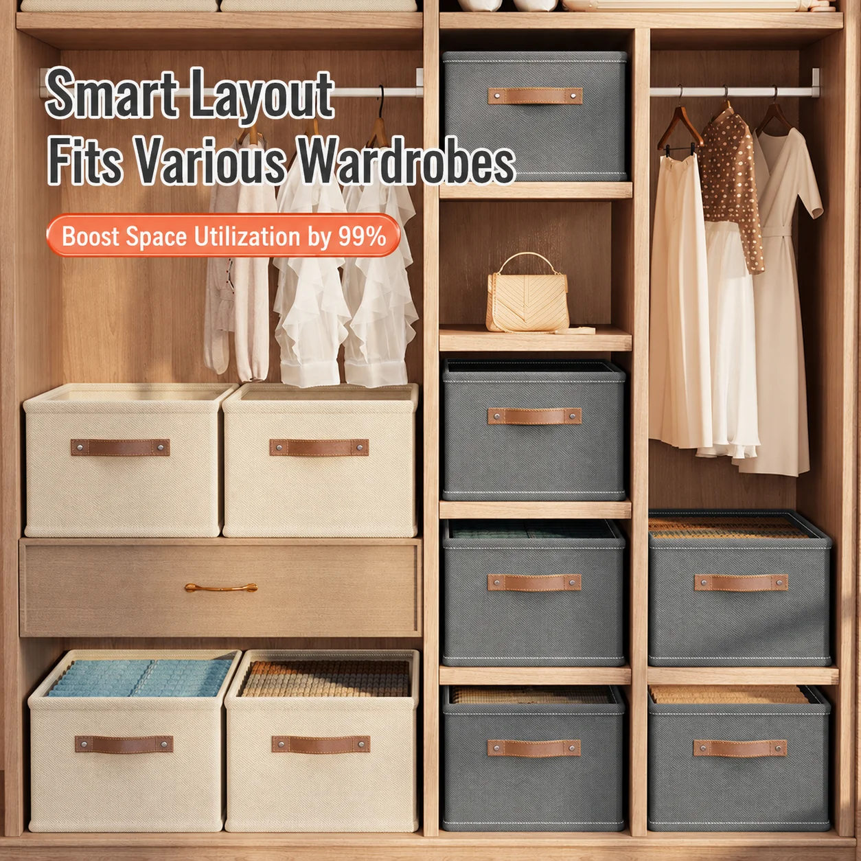 Large Foldable Oxford Fabric Storage Box with Handle
