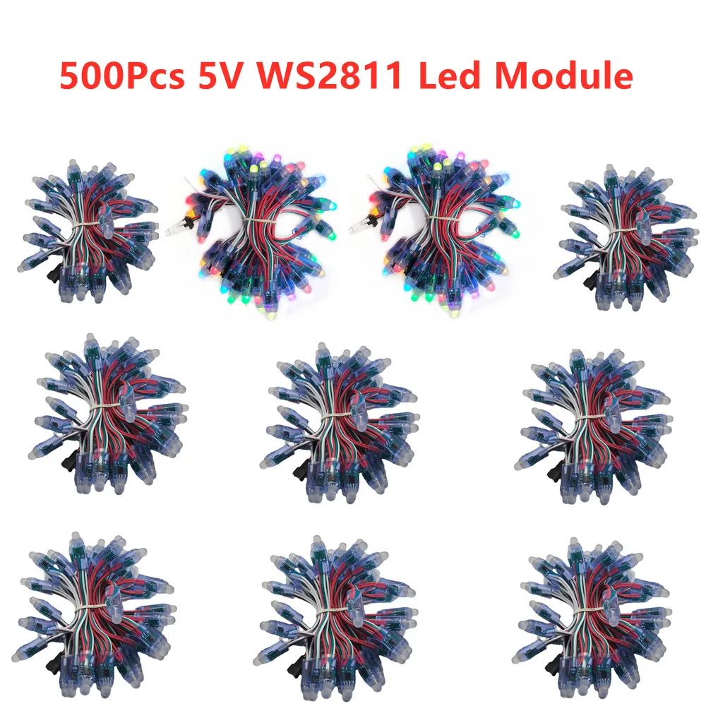 LED Modules Lights String 500Pcs-1000Pcs 12mm DC5V WS2811 IC RGB Full Color Digital Pixel Light LED Module IP68 Waterproof Christmas String Light Full Kit
