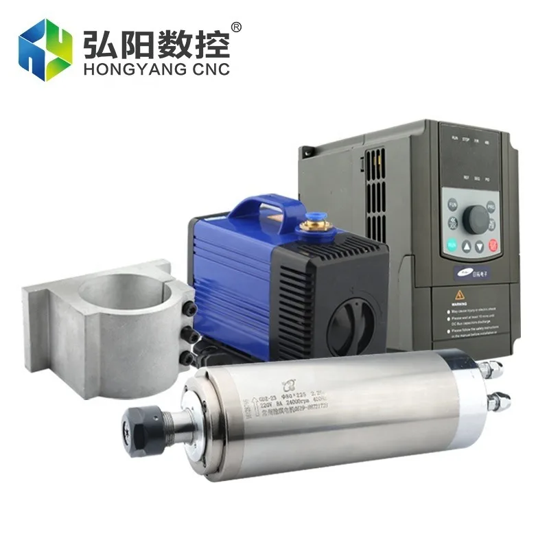 

H Qd Gdz-23 Er20 2.2kw Water Cooled Spindle Kit Inverter Cnc High Speed 24000rpm High Precision Milling P4 7005 7002 Bearings