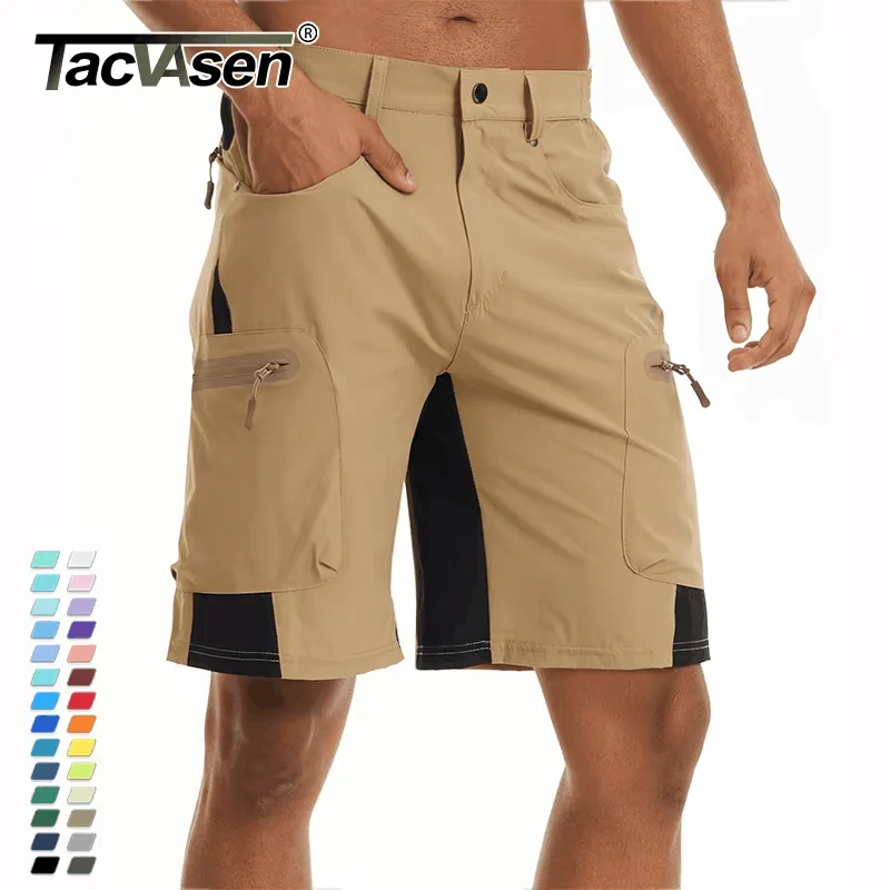 Men Summer Outdoor Shorts Quick Dry Knee Length Hiking Fishing Running Lightweight Multi-Pockets Workout