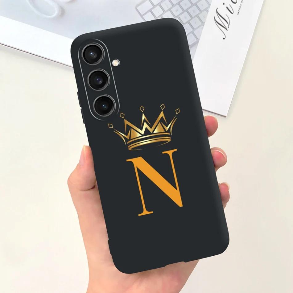 Fashion Crown Sakura Initial Letter Soft Silicone Phone Case