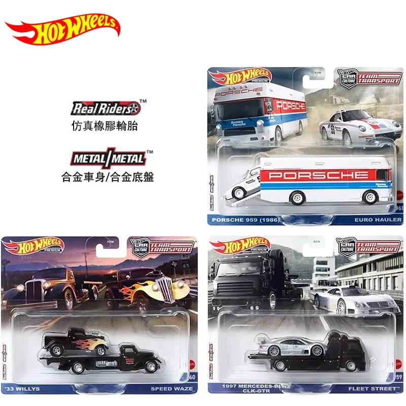 Genuine Hot Wheels Premium Car Culture Team Transport 1:64 Boys Toys Diecast Mercedes Benz Fleet Street Porsche Euro Hauler Gift