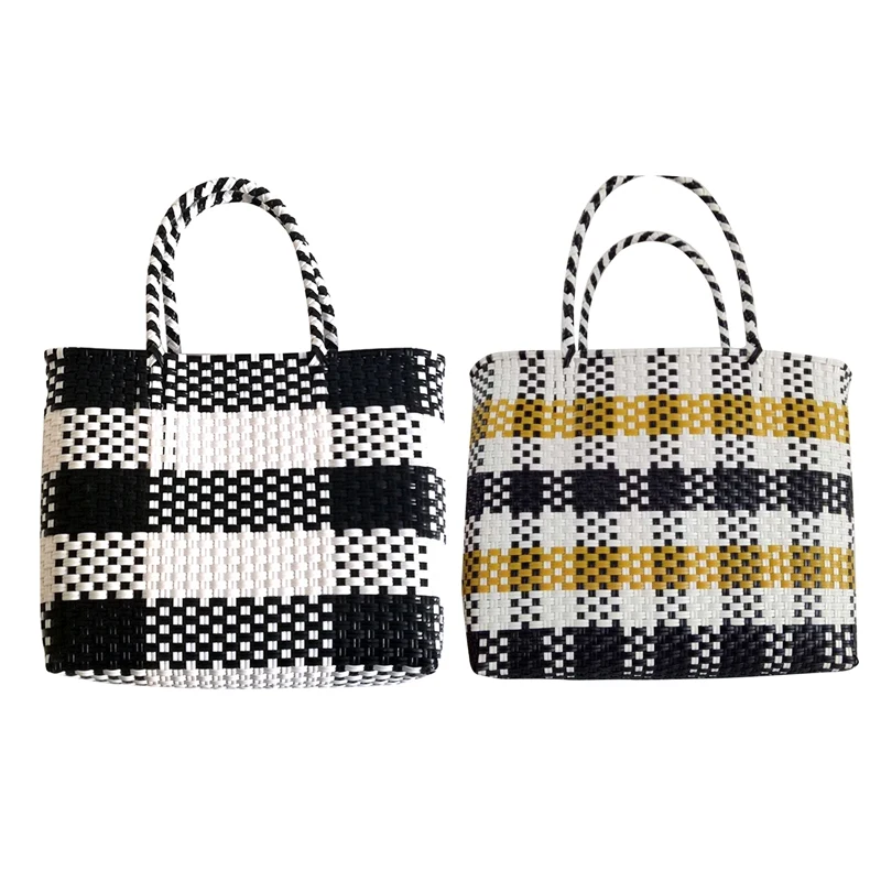 NEW-Summer Women Durable Weave Straw Beach Bag Feminine Linen Woven Bag Grass Casual Tote Handbags Knitting Bags Basket Handbag