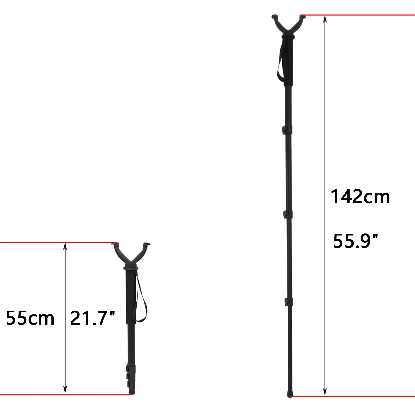 Hunting Monopod Hunting Shooting Rack Tactical Adjustable Telescopic Monopod Shooting Rack Rotating V Yoke Mount Adapter for Hunting Shooting Stick Shoulder Strap