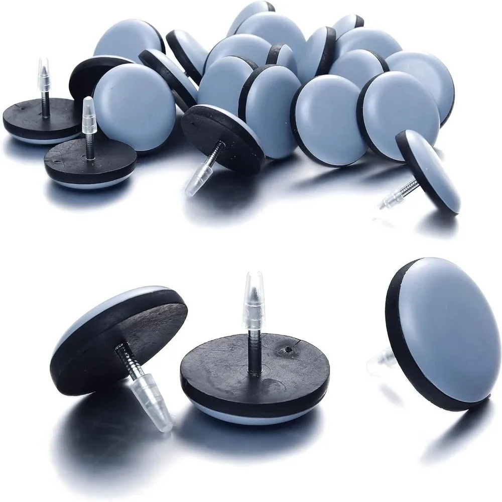 20-Pack Round Furniture Leg Floor Protectors with Nail-on Sliders - Noise-Reducing Pads