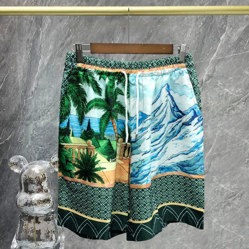 Men's Retro Boardshorts in Green Palm Trees