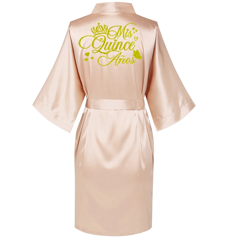 Princess Sweet 15 Years Girl Birthday Party Robes Quinceanera Robe Mis XV Bathrobe Silkly Nightgown