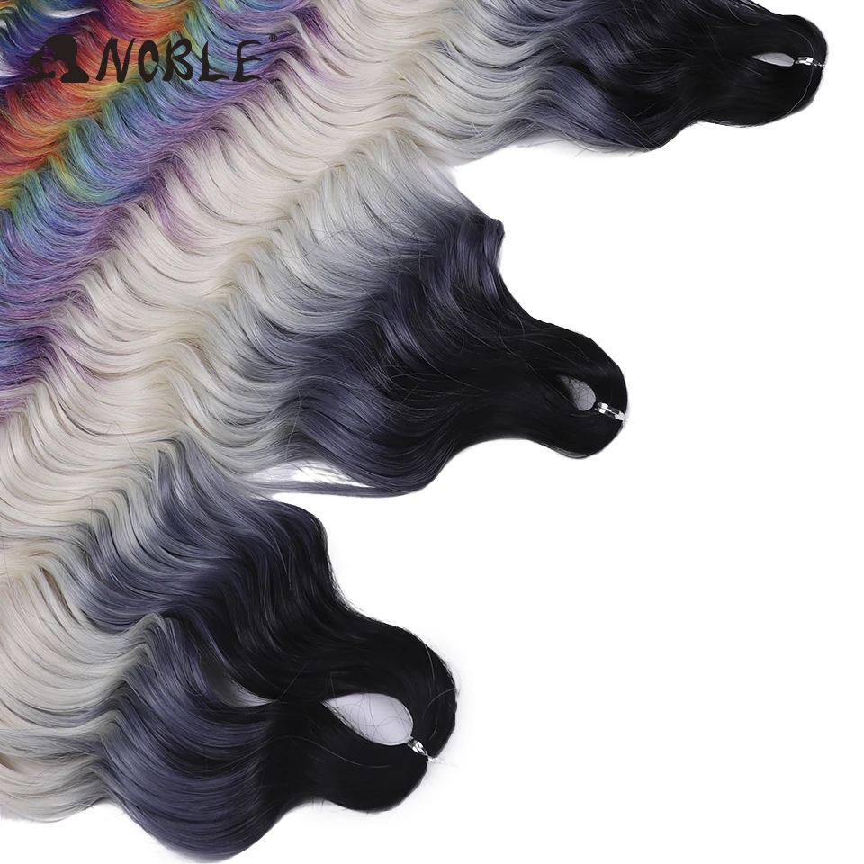 Noble Hair 24 Inch Synthetic Hair Water Wave Braiding Hair Extensions Rainbow color Deep Wave Curl Twist Crochet Hair Extension