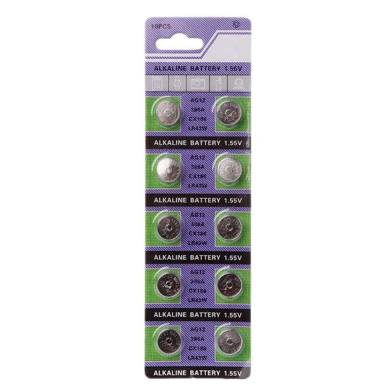 

10Pcs Household Batteries 1.5V Alkaline Cell Coin for Watch AG12