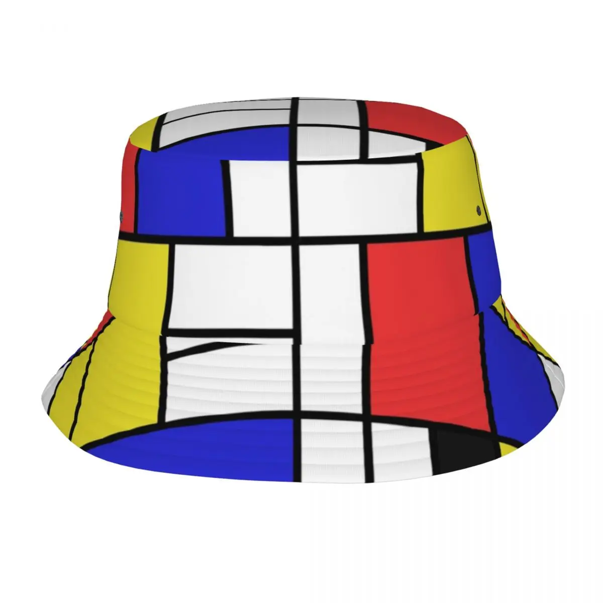 

Woman Bucket Hats Mondrian Minimalist Geometric Hot Summer Headwear Packable Vacation Fishing Hats Geometry Session Hat Gifts