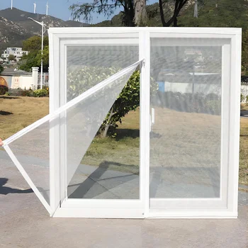 Moustiquaire de fenêtre auto-adhésive de taille personnalisée, moustiquaire anti-insectes réutilisable avec conception à fermeture éclair, facile à installer et à retirer, crochet et boucle 1