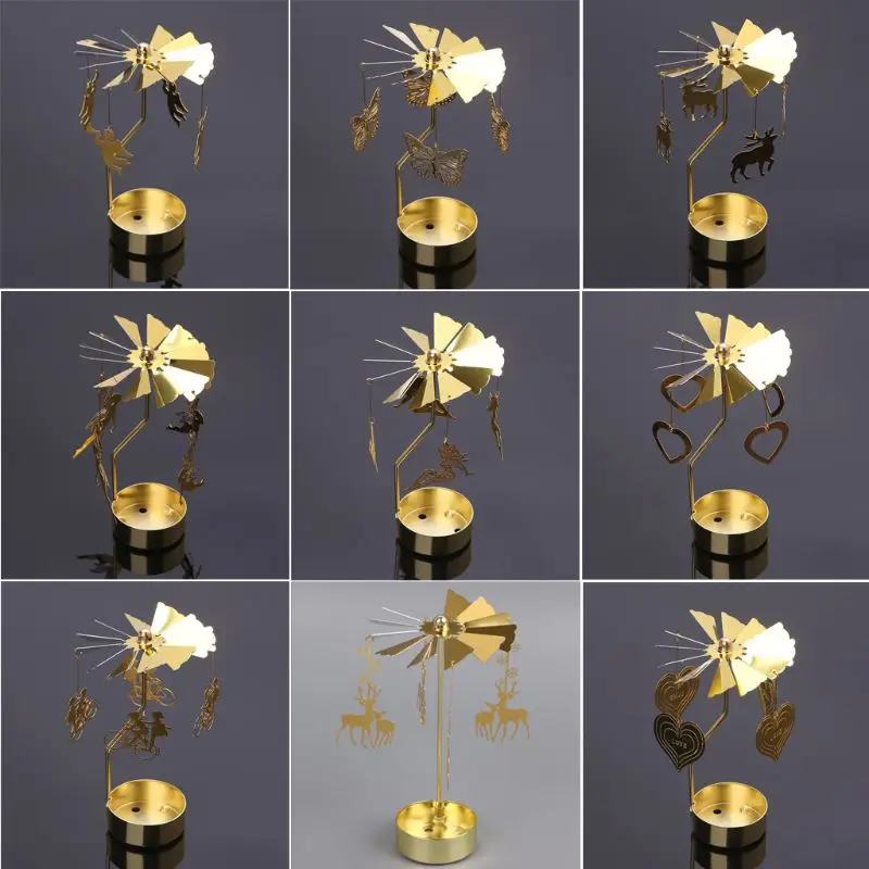 Candle Holders Romantic Candlestick Rotating Spinning Tea Light Candle Holder Home