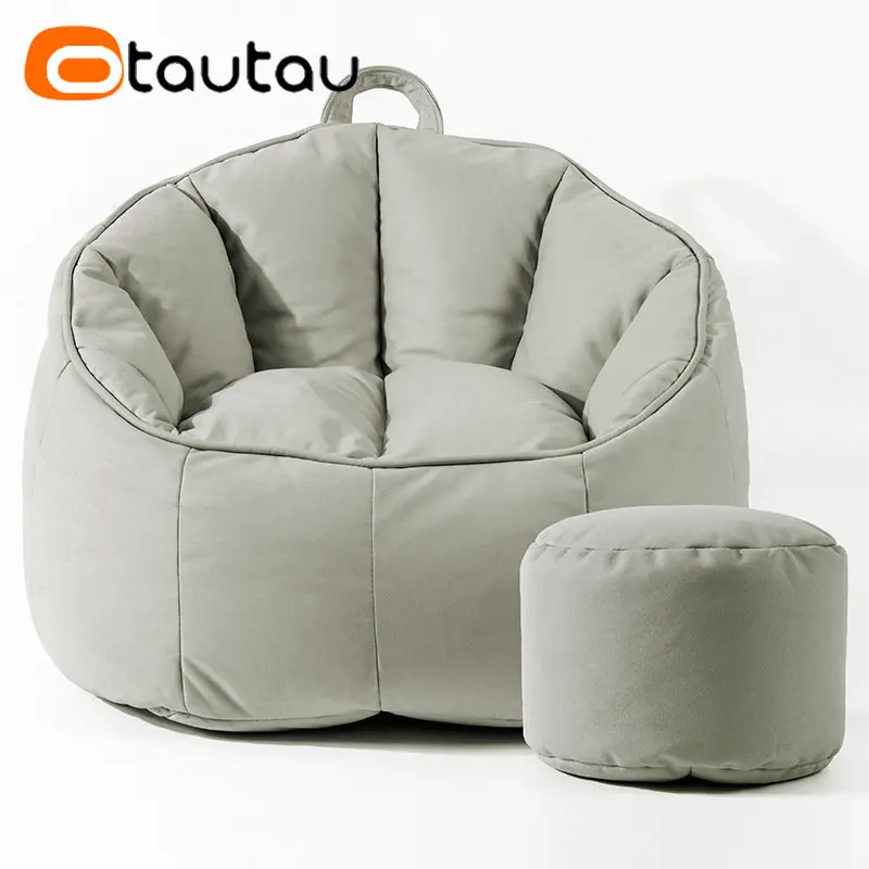 

OTAUTAU Adults Kids Faux Leather Pouf Bean Bag Chair with Filler Puff Salon Couch Armchair Comfy Lazy Sac Frameless Nest SF039