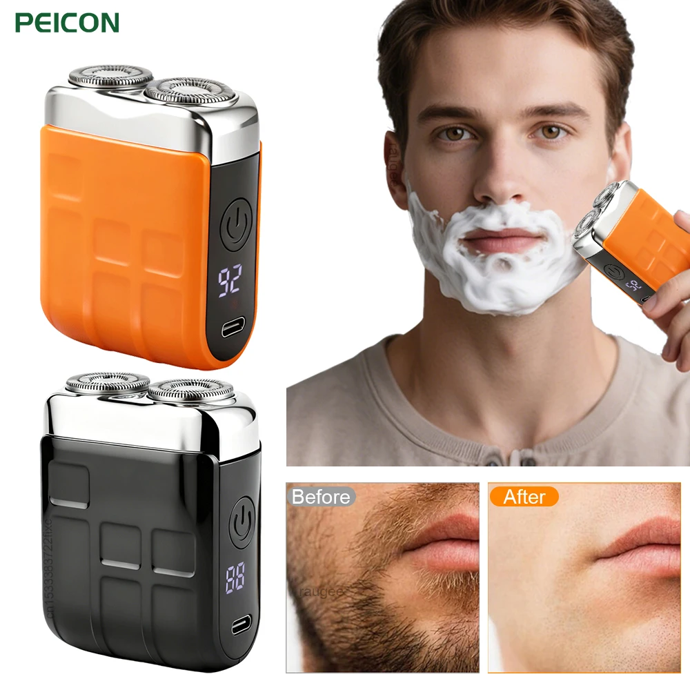 Rasoir électrique pour hommes lame à double tête rasoir électrique tondeuse à barbe faciale Rechargeable Mini rasoir électrique Portable pour hommes