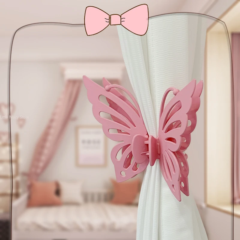 

Bow Tie Curtain Clips Children's Bedroom Curtain Decorative Clips ABS Flower Hair Clips Shower Curtain Storage Pair