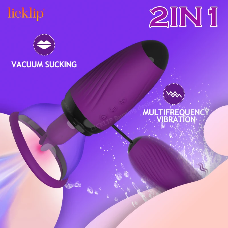 

LICKLIP 2in1 Vacuum Sucking Vibrator Clitoris Stimulation Tongue Vibrators G-Spot Bullet Vibrator Nipple Sucker Massage Sex Toys