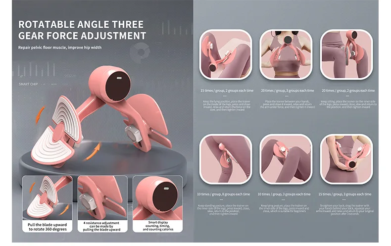 Digital Counter Hip Trainer Leg Trainers Pelvic Floor Muscle Strength Adjustable Leg Exerciser Inner Thigh Fitness Equipment_voghion.com