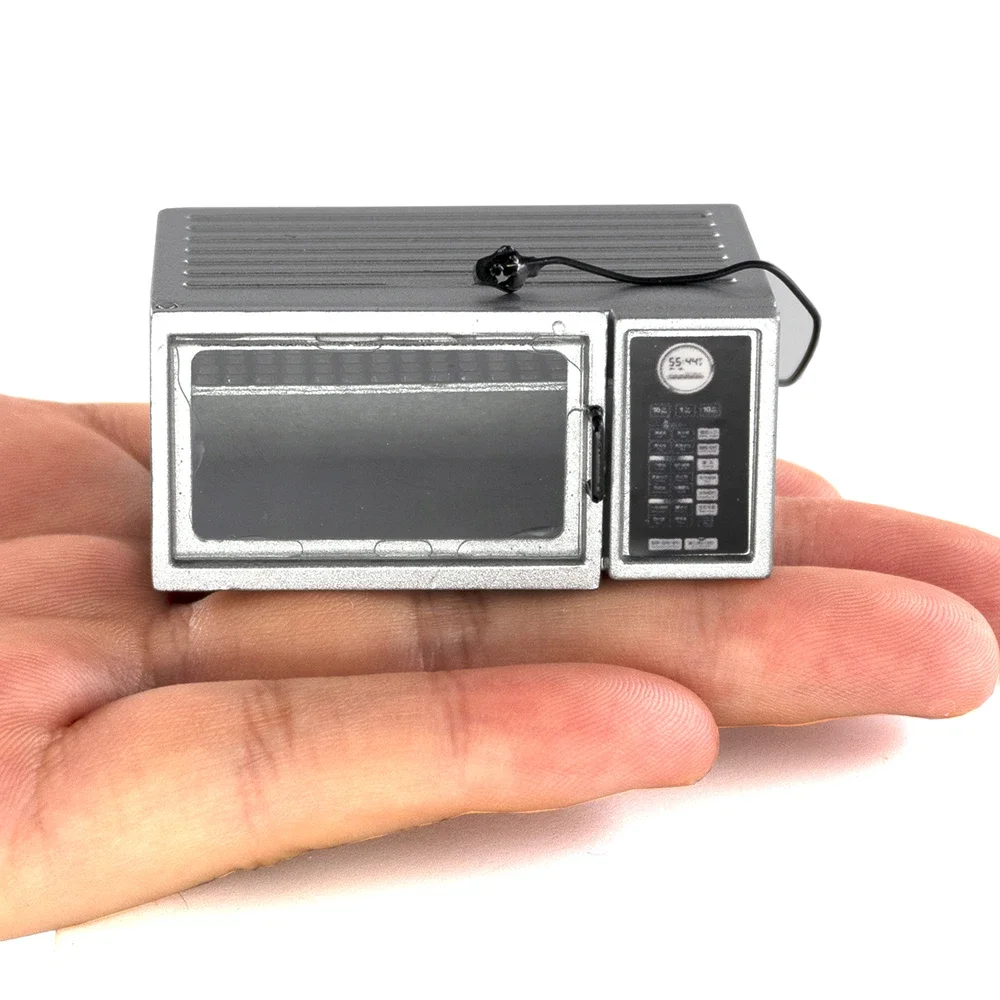 

1/12 Doll House Miniature Metal Microwave Oven Simulation Kitchen Utensils Model Toys for Mini Decoration Dollhouse Accessories