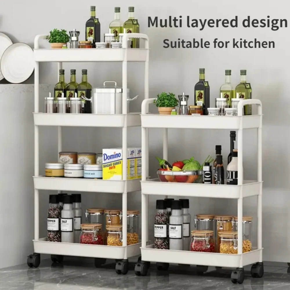 3/4 Tier Trolley Storage Rack Gap Organizer Carrello Snack Scaffale Con Ruote Carrello Portaoggetti Rotante Cucina Organizzatori Camera Da Letto