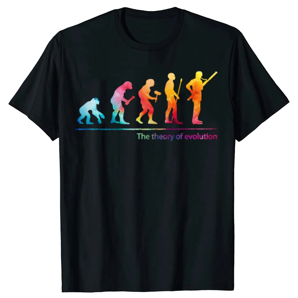 Lustige Die The Theory of Evolution Fagott Klassische T-shirts Männer Frauen Mode Casual T-shirt 100% Baumwolle Lose Übergroßen T Shirt