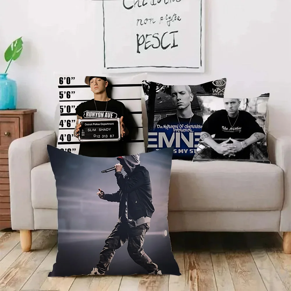 Hip Hop Rapper Eminem Pillow Covers Cartoon Sofa Decorative Home Double-sided Printing Short Plush Cute Cushion Cover 2
