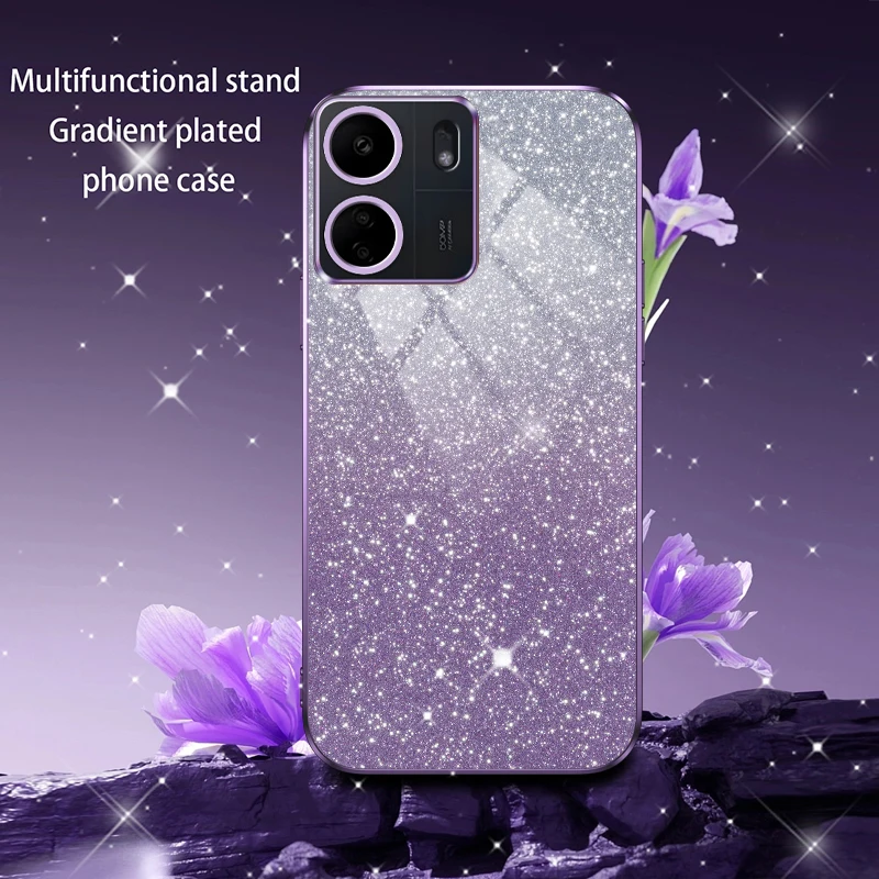 Luxury Gradient Glitter Plating Silicone Phone Case – Premium Back Cover
