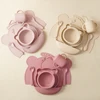 7PCS Silicone Baby Tableware Set Adjustable Bib Heat Insulation Placemat Suction Bowl Dishes Portable Sippy Cup Soft Utensils 3