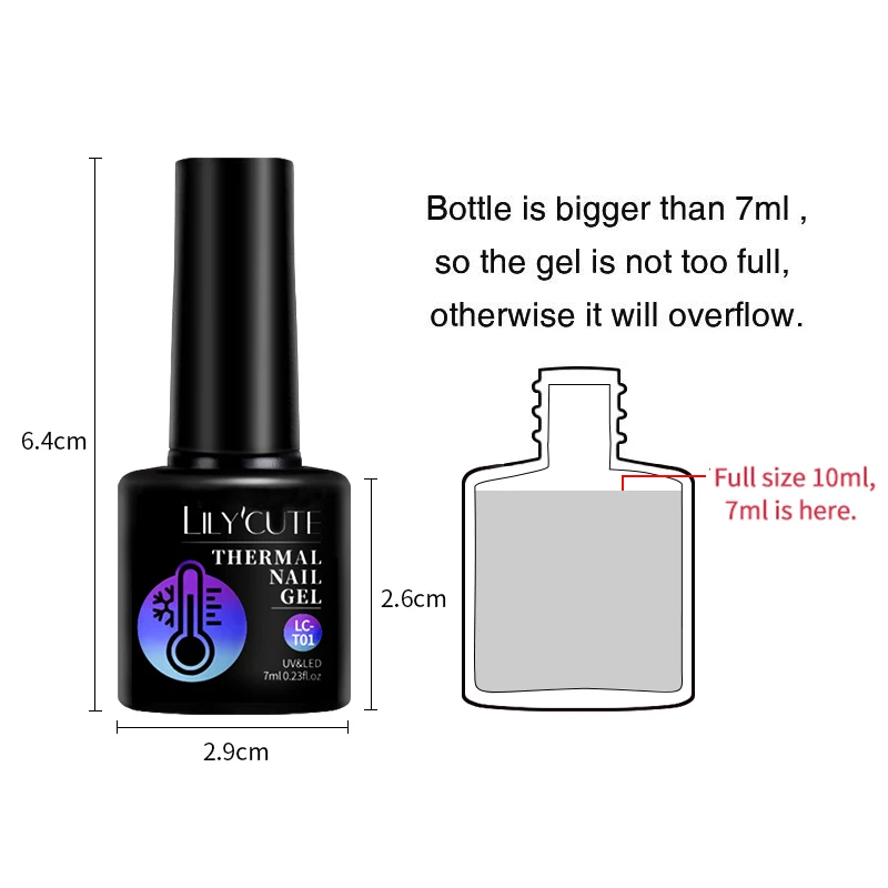 LILYCUTE Thermal Gel Nail Polish 7ml Semi Permanent Temperature Color  Changing Glitter Thermo Soak Off UV Nail Art Gel Varnish