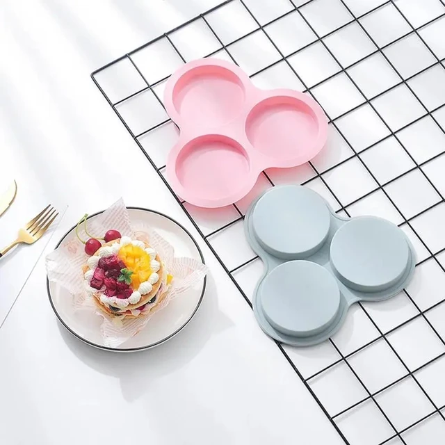 Reusable Air Fryer Egg Mold Non-Stick Air Fryer Baking Pan 3 Cavity Silicone Muffin Pans for Baking Hamburger Bun Pan Bakeware 2