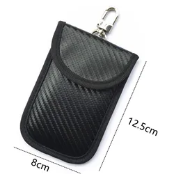 Carbon Fiber RFID Shielding Faraday Key Pouch - Anti - Theft, Anti - Induction, Neutral Style - Individual package (Black wire with hook buckle)