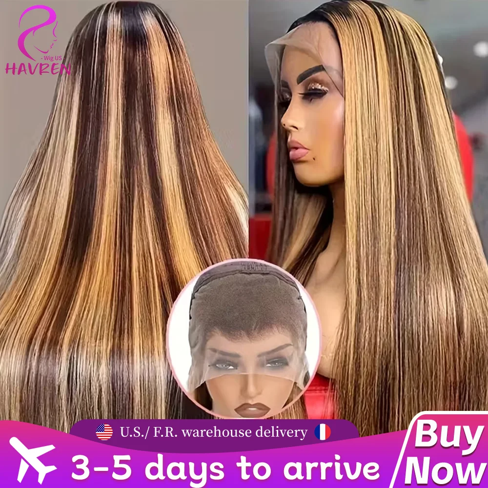 P4/27 Highlight Straight Human Hair Wigs 13x6 Hd Lace Frontal Wig 220 Density Brazilian Human Hair 13x4 Lace Front Wig For Women 1