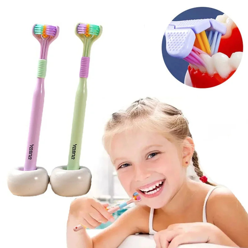 Novelty 3 Sided Toothbrush For Adult Kids Oral Care Safety Teeth Brush Oral Health Cleaner Soft Three Bristle Travel Toothbrush