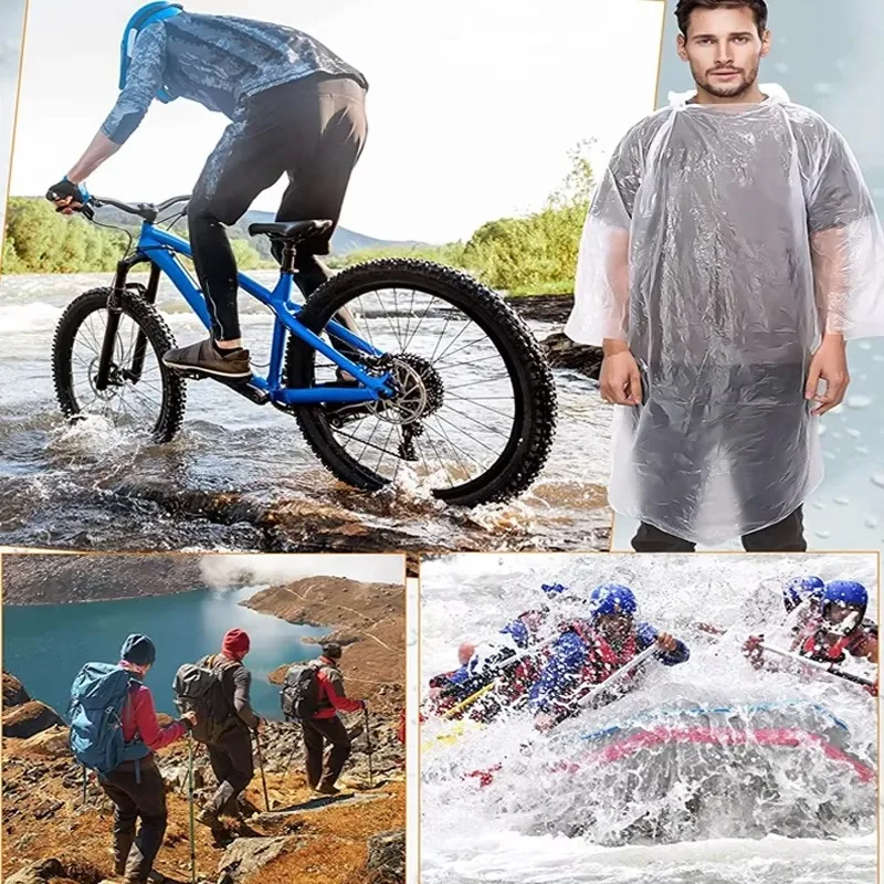 Raincoat poncho Disposable waterproof raincoat outdoor hiking and mountaineering emergency multi-color transparent portable adult raincoat