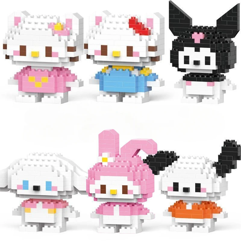 

6 шт./набор, Детский развивающий конструктор Cinnamoroll Kuromi