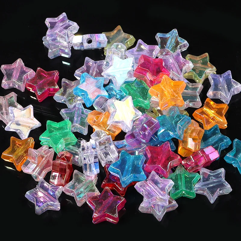 

11x11mm 100Pcs Acrylic Beads AB Color Star Shaped Beads For Jewellery Making Supplies Necklace Bracelets Craft DIY Accessories