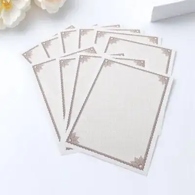 10Pcs 우아한 빈 인증서 용지 A4 크기 인쇄 가능 쓰기 가능 졸업식 감사증용 디플로마 삽입물