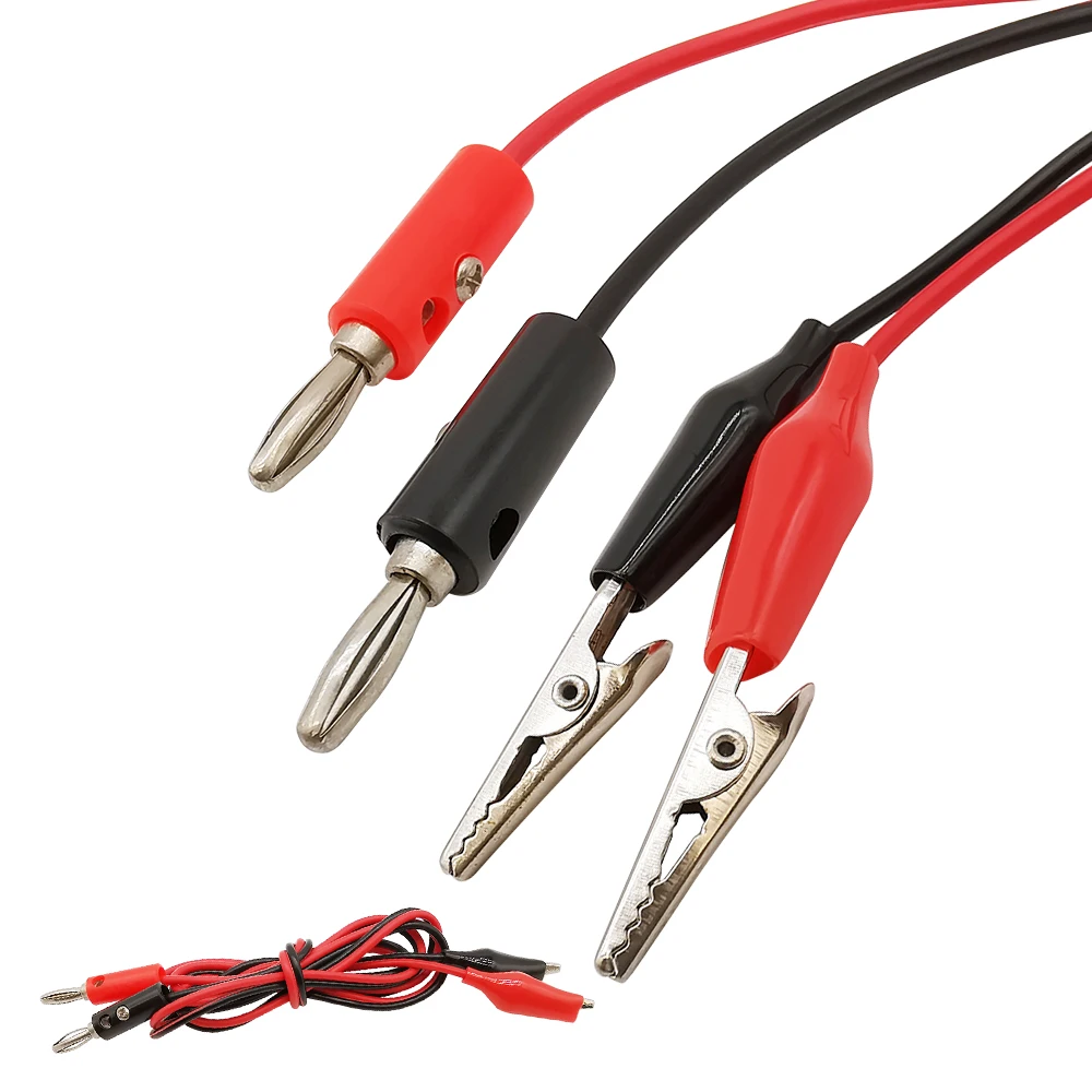 1M Double-Ended Alligator Test Cord Lead Clip to 4mm Banana Plug Multimeter Probe Electrical Clamp Testing Cord Cable 1/2/5Pcs