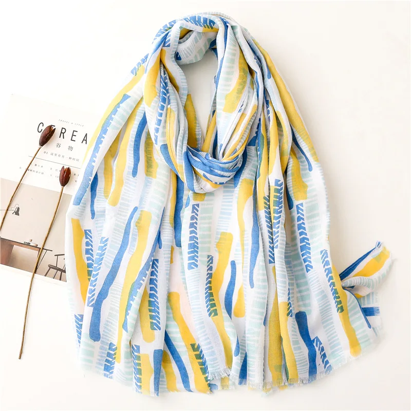 

New Fashion Colorful Striped Line Fringe Viscose Shawl Scarf Lady High Quality Spring Winter Foulard Muslim Hijab Sjaal 180*90Cm