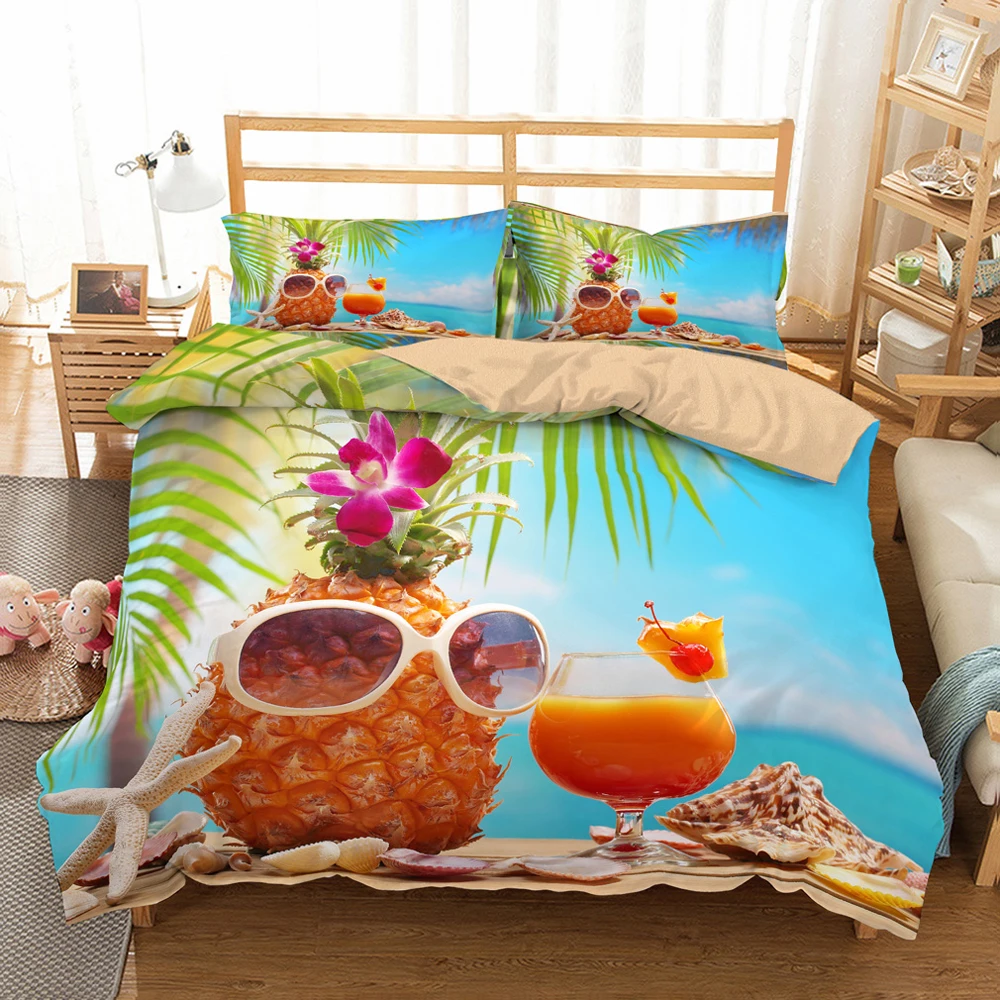 

3D Starfish Beach View Pattern Printed Duvet Cover with Pillow Cover Bedding Set Colorful Bed Set for Kids Adults Bedroom Decor